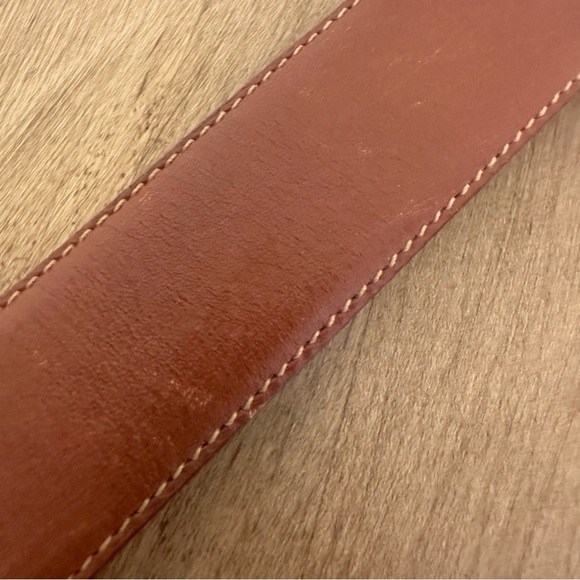 Authentic YSL Yves Saint Laurent Womens Belt 36 Inch 90 Cm Brown Leather Gold - Picture 12 of 16